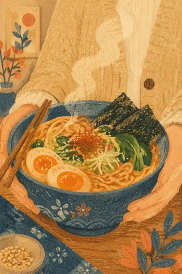 Steaming Ramen Bowl with Chopsticks
