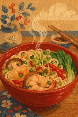 Steaming Ramen Bowl with Chopsticks