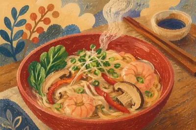 Steaming Ramen Bowl with Chopsticks