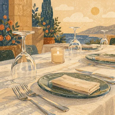 Elegant Candlelit Outdoor Dinner Table Setting