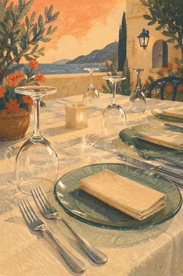 Elegant Candlelit Outdoor Dinner Table Setting