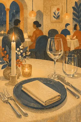 Elegant Candlelit Restaurant Table Setting