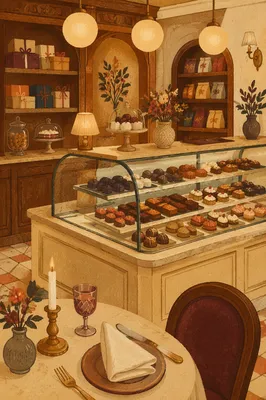 Elegant Candlelit Dessert Café Table Setting