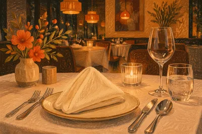 Elegant Candlelit Restaurant Table Setting