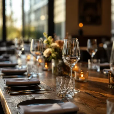 Elegant Candlelit Restaurant Table Setting