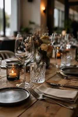 Elegant Candlelit Restaurant Table Setting