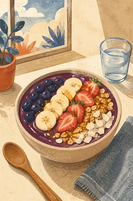 Vibrant Acai Smoothie Bowl Breakfast Scene