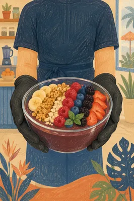 Artisanal Acai Smoothie Bowl with Berries