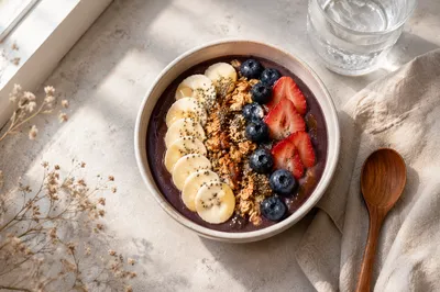 Acai Smoothie Bowl Flat Lay Breakfast