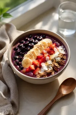 Fresh Acai Smoothie Bowl Breakfast Scene