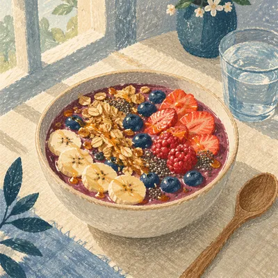 Vibrant Smoothie Bowl with Granola and Berries