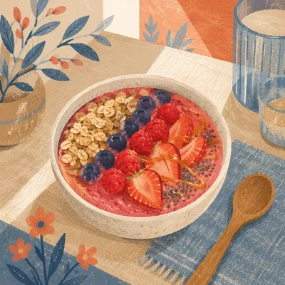 Berry Granola Smoothie Bowl Breakfast Scene