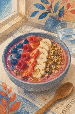 Fresh Berry Smoothie Bowl Breakfast Scene