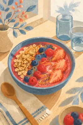 Wholesome Berry Granola Smoothie Bowl Breakfast
