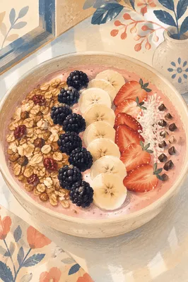Berry Smoothie Bowl with Granola Toppings