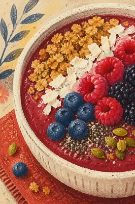 Berry Smoothie Bowl with Granola Toppings