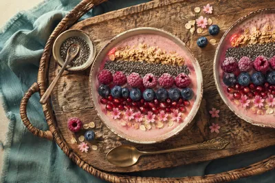 Rustic Berry Smoothie Bowls With Granola