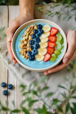 Fresh Smoothie Bowl with Granola and Berries