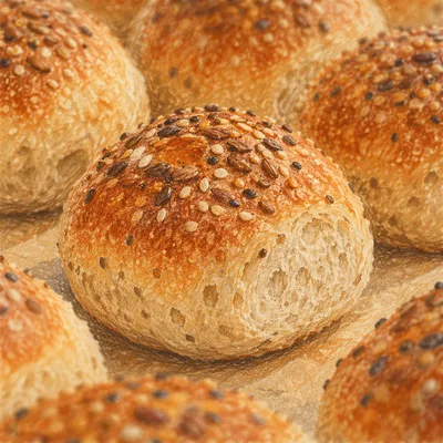Golden Sourdough Rolls Macro Texture