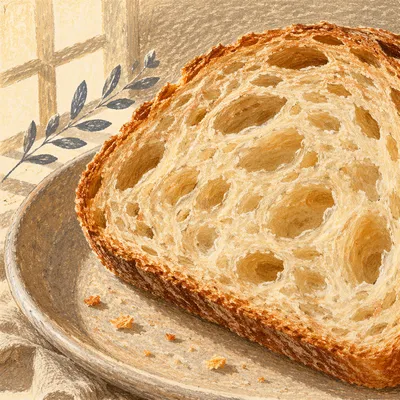Rustic Sourdough Crumb Texture Close-Up