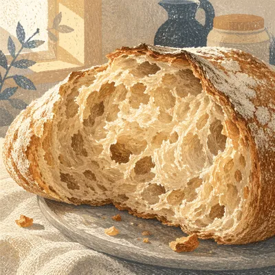 Artisanal Sourdough Crumb Texture Close-Up