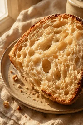 Rustic Sourdough Crumb Texture Close Up