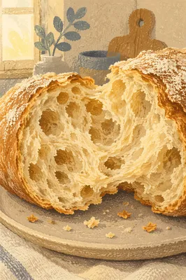 Artisanal Sourdough Crumb Texture Close Up