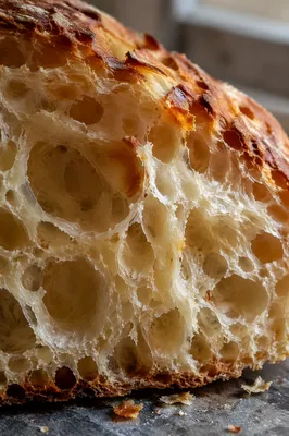 Rustic Sourdough Crumb Texture Close Up