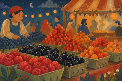 Steaming Night Market Berry Stall