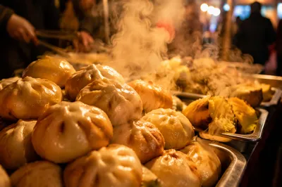 Steaming Night Market Street Food Stall
