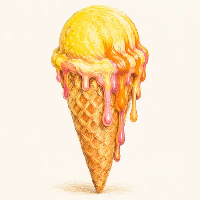 Colorful Melting Summer Ice Cream Cone