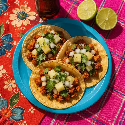 Festive Overhead Tacos with Lime and Cilantro