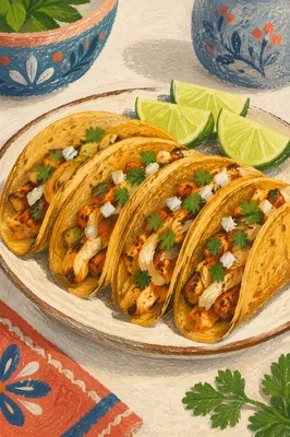 Golden Chicken Tacos with Lime and Cilantro