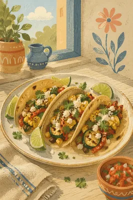 Fresh Vegetable Tacos with Lime Overhead