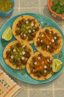 Street Tacos on Turquoise Plate