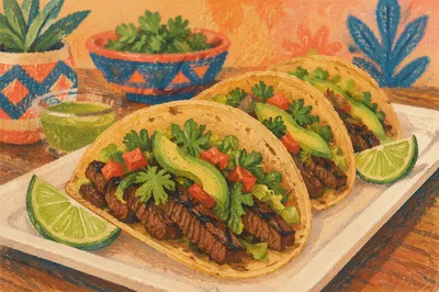 Fresh Steak Tacos With Lime and Cilantro