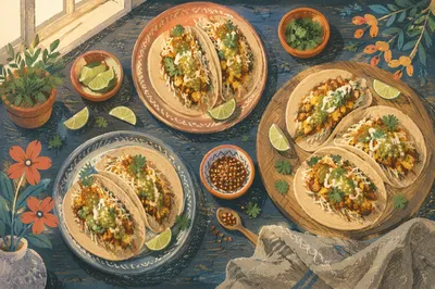 Overhead Tacos with Lime and Cilantro