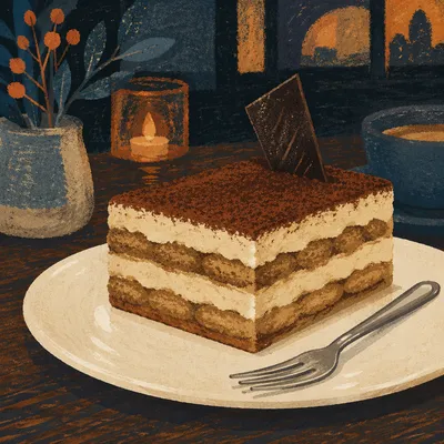 Elegant Tiramisu Slice with Visible Layers
