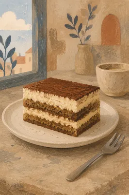 Artisanal Tiramisu Slice Side View