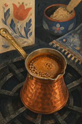 Brewing Turkish Coffee in Copper Pot