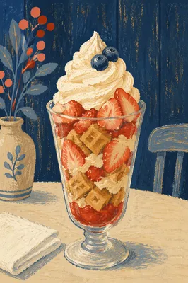 Strawberry Waffle Parfait with Whipped Cream