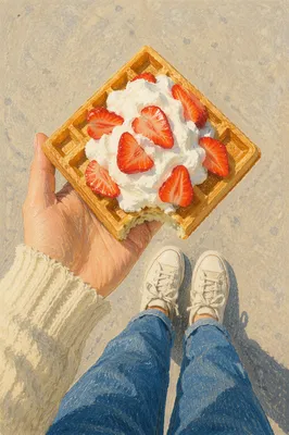Handheld Strawberry Waffle Street Snack