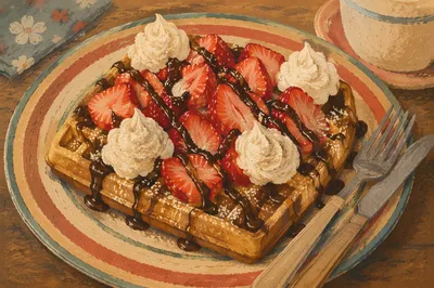 Cozy Belgian Waffle Brunch With Strawberries