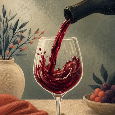 Elegant Red Wine Pour in Crystal Glass