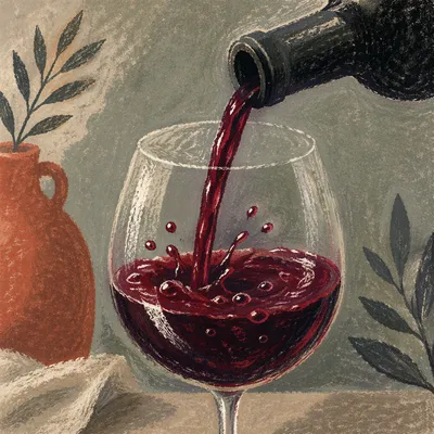 Elegant Red Wine Pour in Glass