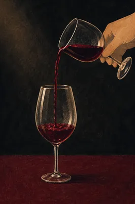 Elegant Red Wine Pour in Crystal Glass