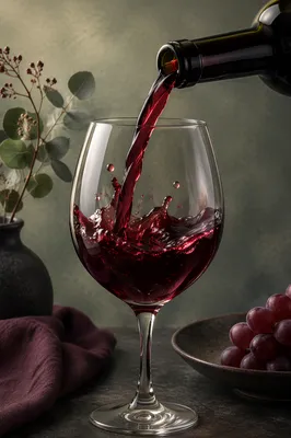Elegant Red Wine Pour Into Crystal Glass