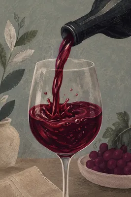 Elegant Red Wine Pour in Glass