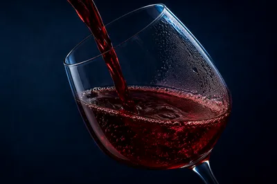 Elegant Red Wine Pour in Glass