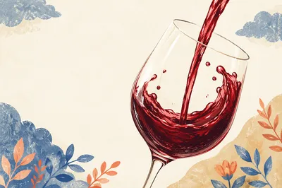 Elegant Red Wine Pour in Crystal Glass